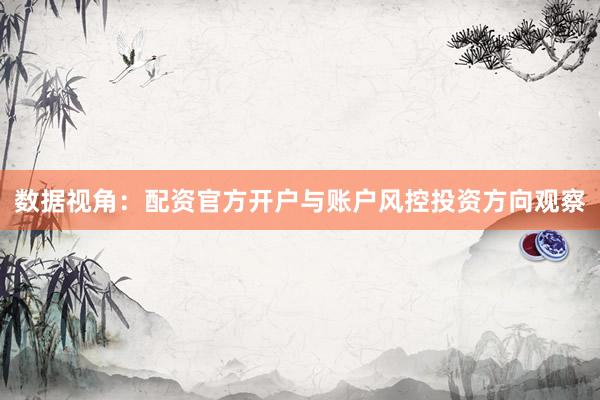 数据视角：配资官方开户与账户风控投资方向观察