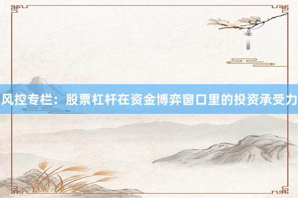 风控专栏：股票杠杆在资金博弈窗口里的投资承受力