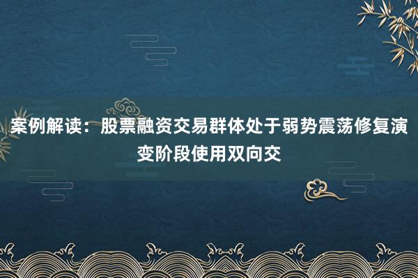 案例解读：股票融资交易群体处于弱势震荡修复演变阶段使用双向交