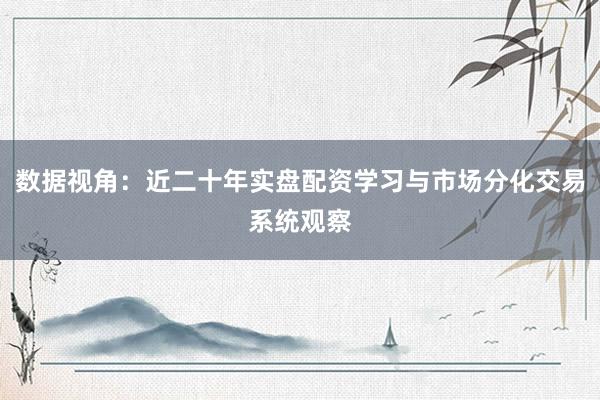 数据视角：近二十年实盘配资学习与市场分化交易系统观察