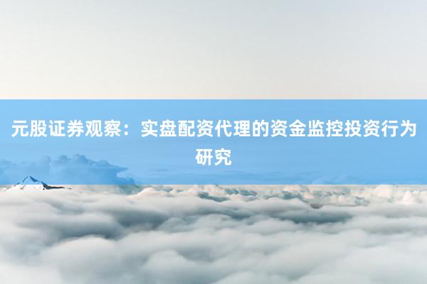 元股证券观察：实盘配资代理的资金监控投资行为研究