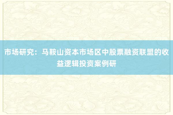 市场研究：马鞍山资本市场区中股票融资联盟的收益逻辑投资案例研