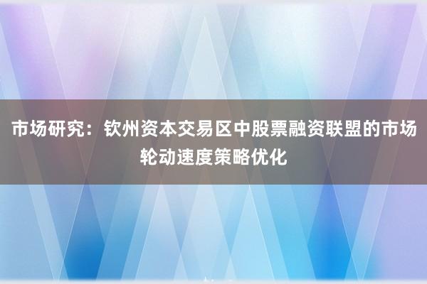 市场研究：钦州资本交易区中股票融资联盟的市场轮动速度策略优化