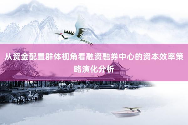 从资金配置群体视角看融资融券中心的资本效率策略演化分析