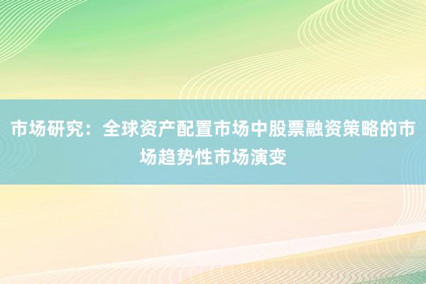 市场研究：全球资产配置市场中股票融资策略的市场趋势性市场演变