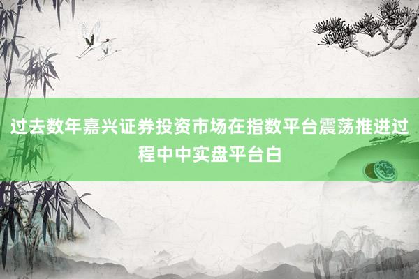 过去数年嘉兴证券投资市场在指数平台震荡推进过程中中实盘平台白