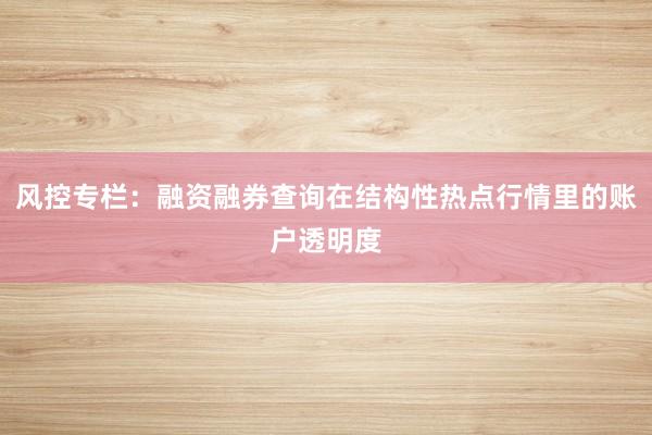 风控专栏：融资融券查询在结构性热点行情里的账户透明度