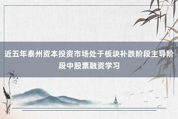 近五年泰州资本投资市场处于板块补跌阶段主导阶段中股票融资学习