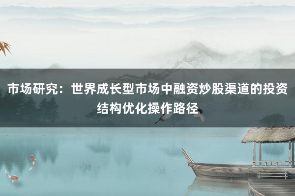 市场研究：世界成长型市场中融资炒股渠道的投资结构优化操作路径