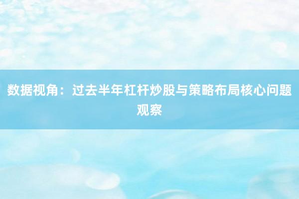 数据视角：过去半年杠杆炒股与策略布局核心问题观察