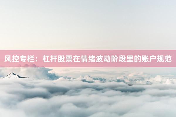 风控专栏：杠杆股票在情绪波动阶段里的账户规范