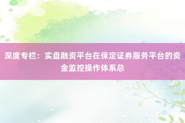 深度专栏：实盘融资平台在保定证券服务平台的资金监控操作体系总