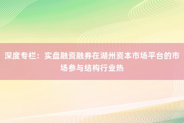 深度专栏：实盘融资融券在湖州资本市场平台的市场参与结构行业热