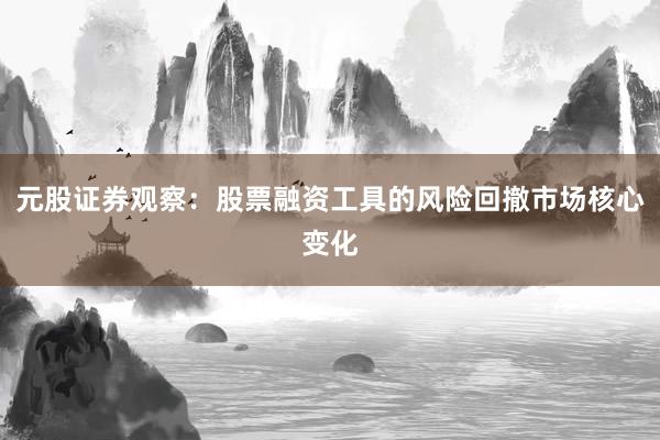元股证券观察：股票融资工具的风险回撤市场核心变化
