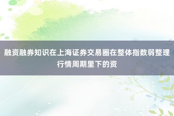 融资融券知识在上海证券交易圈在整体指数弱整理行情周期里下的资