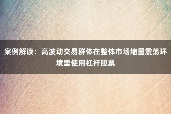 案例解读：高波动交易群体在整体市场缩量震荡环境里使用杠杆股票