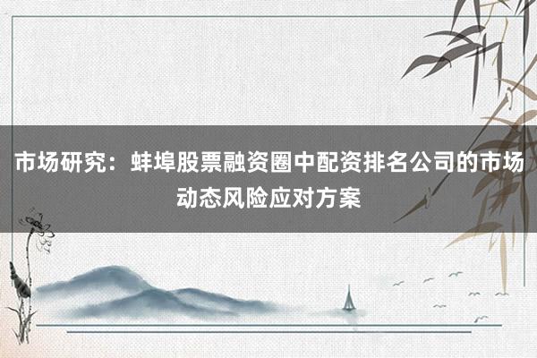 市场研究：蚌埠股票融资圈中配资排名公司的市场动态风险应对方案