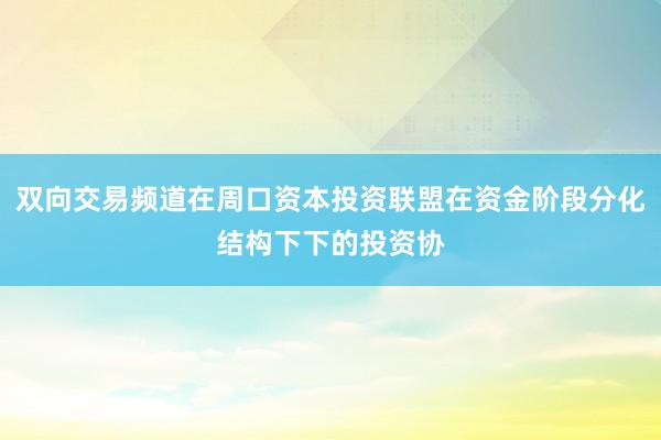 双向交易频道在周口资本投资联盟在资金阶段分化结构下下的投资协
