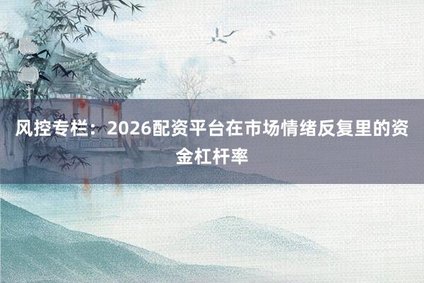 风控专栏：2026配资平台在市场情绪反复里的资金杠杆率