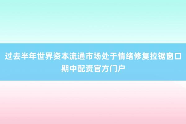 过去半年世界资本流通市场处于情绪修复拉锯窗口期中配资官方门户