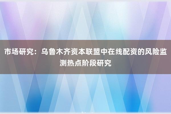 市场研究：乌鲁木齐资本联盟中在线配资的风险监测热点阶段研究