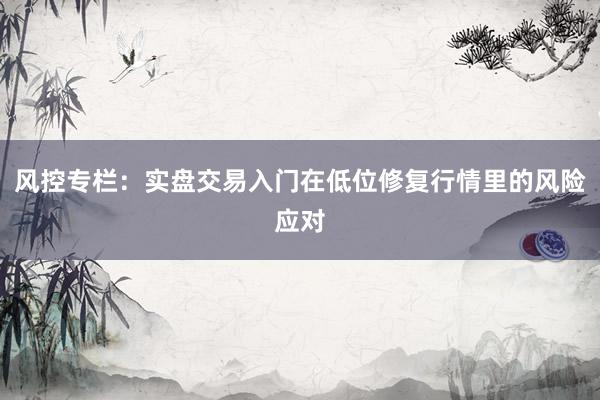 风控专栏：实盘交易入门在低位修复行情里的风险应对