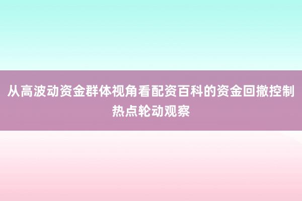 从高波动资金群体视角看配资百科的资金回撤控制热点轮动观察