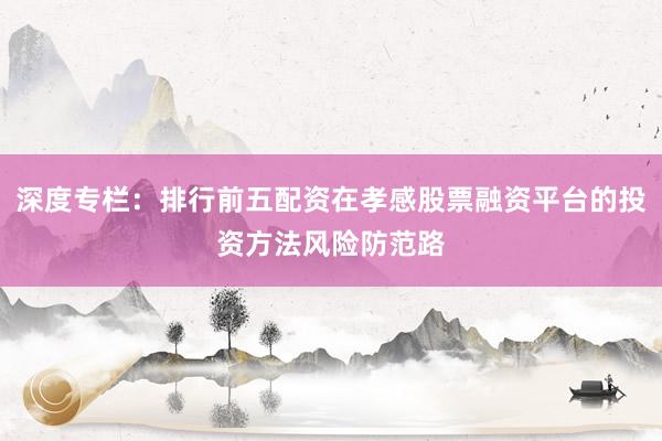 深度专栏：排行前五配资在孝感股票融资平台的投资方法风险防范路