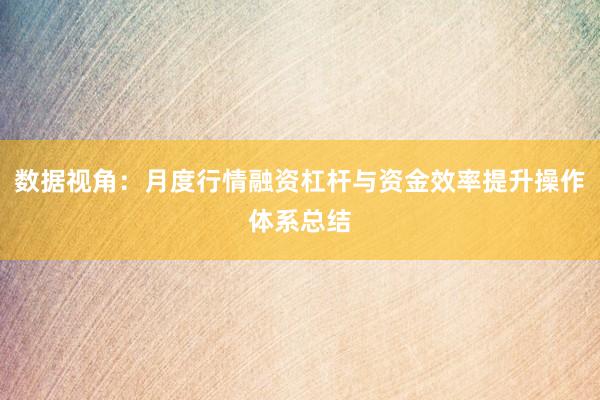 数据视角：月度行情融资杠杆与资金效率提升操作体系总结