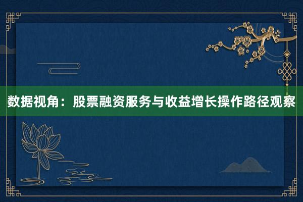 数据视角：股票融资服务与收益增长操作路径观察