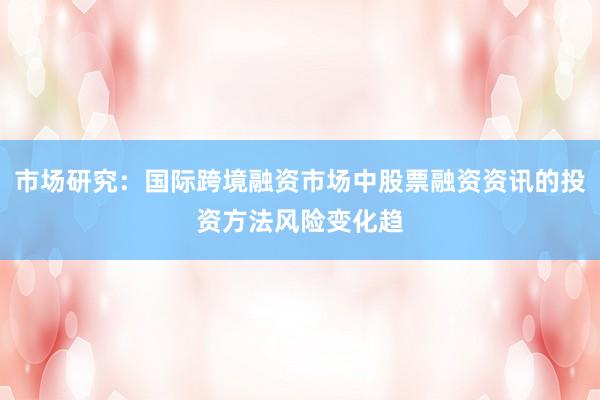 市场研究：国际跨境融资市场中股票融资资讯的投资方法风险变化趋