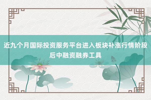 近九个月国际投资服务平台进入板块补涨行情阶段后中融资融券工具