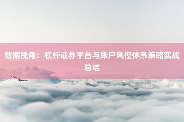 数据视角：杠杆证券平台与账户风控体系策略实战总结