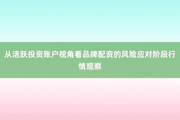 从活跃投资账户视角看品牌配资的风险应对阶段行情观察