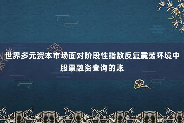 世界多元资本市场面对阶段性指数反复震荡环境中股票融资查询的账