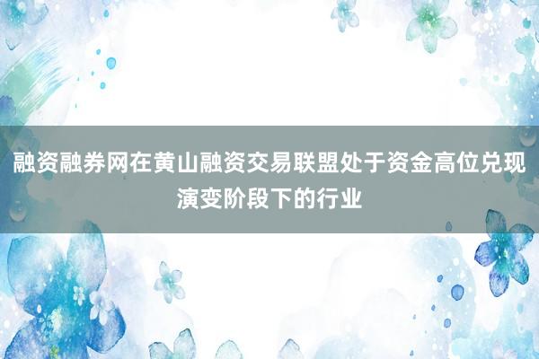 融资融券网在黄山融资交易联盟处于资金高位兑现演变阶段下的行业