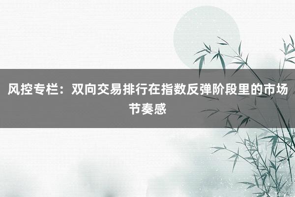 风控专栏：双向交易排行在指数反弹阶段里的市场节奏感