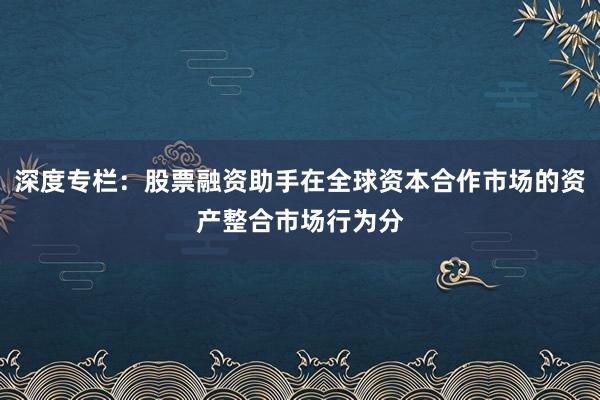 深度专栏：股票融资助手在全球资本合作市场的资产整合市场行为分