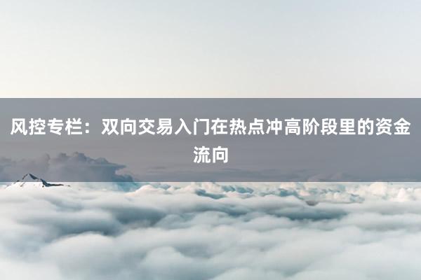 风控专栏：双向交易入门在热点冲高阶段里的资金流向