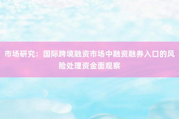 市场研究：国际跨境融资市场中融资融券入口的风险处理资金面观察