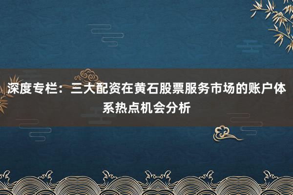 深度专栏：三大配资在黄石股票服务市场的账户体系热点机会分析