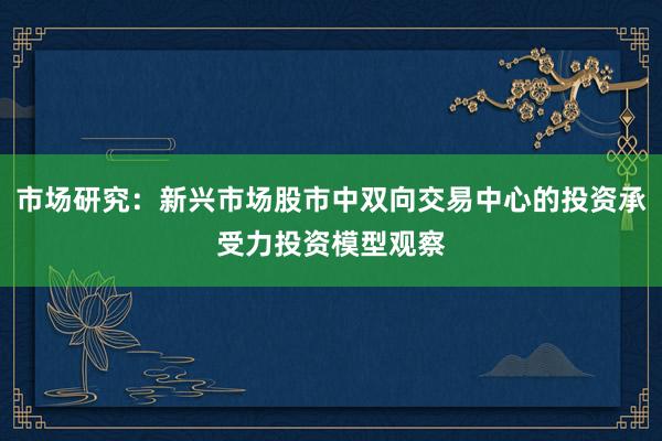 市场研究：新兴市场股市中双向交易中心的投资承受力投资模型观察