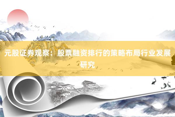 元股证券观察：股票融资排行的策略布局行业发展研究