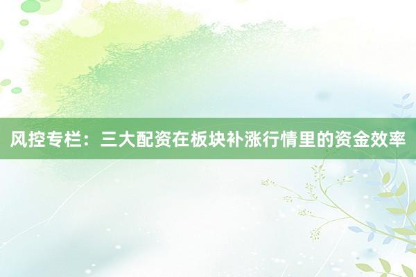 风控专栏：三大配资在板块补涨行情里的资金效率