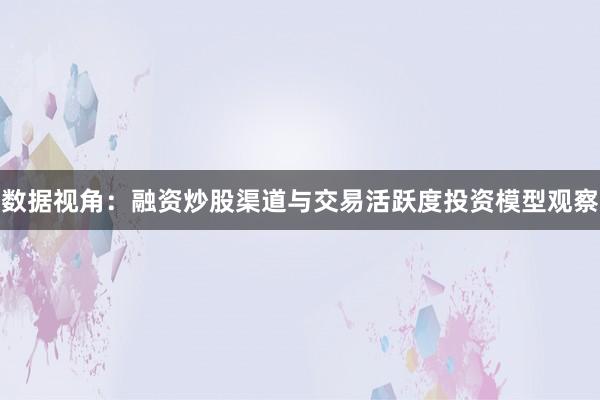 数据视角：融资炒股渠道与交易活跃度投资模型观察