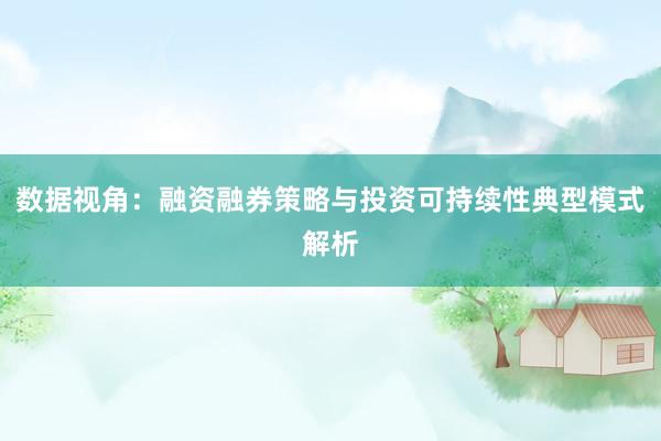 数据视角：融资融券策略与投资可持续性典型模式解析