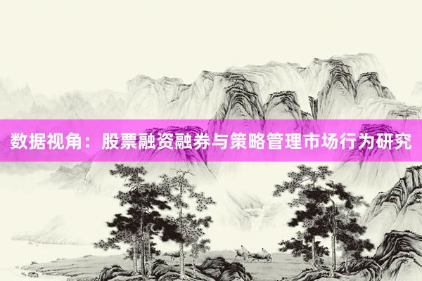数据视角：股票融资融券与策略管理市场行为研究
