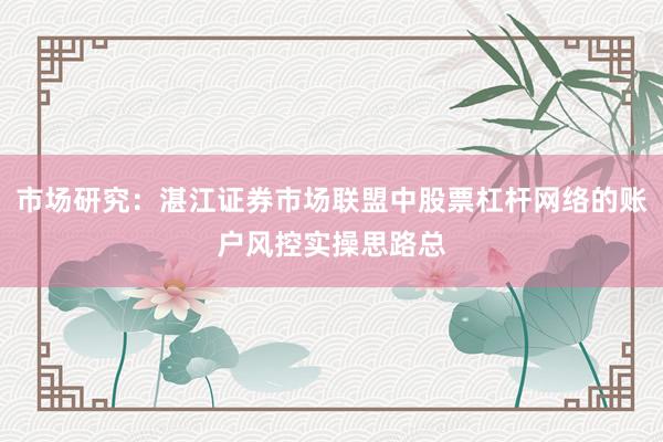 市场研究：湛江证券市场联盟中股票杠杆网络的账户风控实操思路总