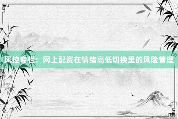 风控专栏：网上配资在情绪高低切换里的风险管理