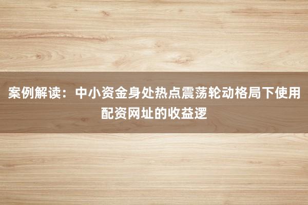 案例解读：中小资金身处热点震荡轮动格局下使用配资网址的收益逻